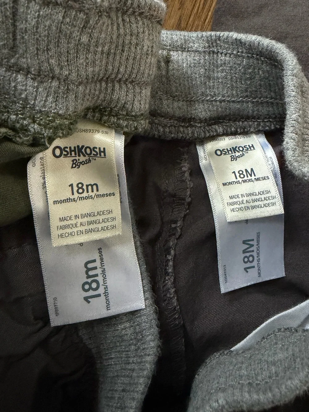 OshKosh B'gosh Kids Jogger Pants in Olive Green & Gray, size 18M